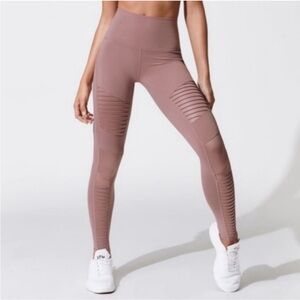 Alo moto mid-rise leggings, full length, in size S, mauve